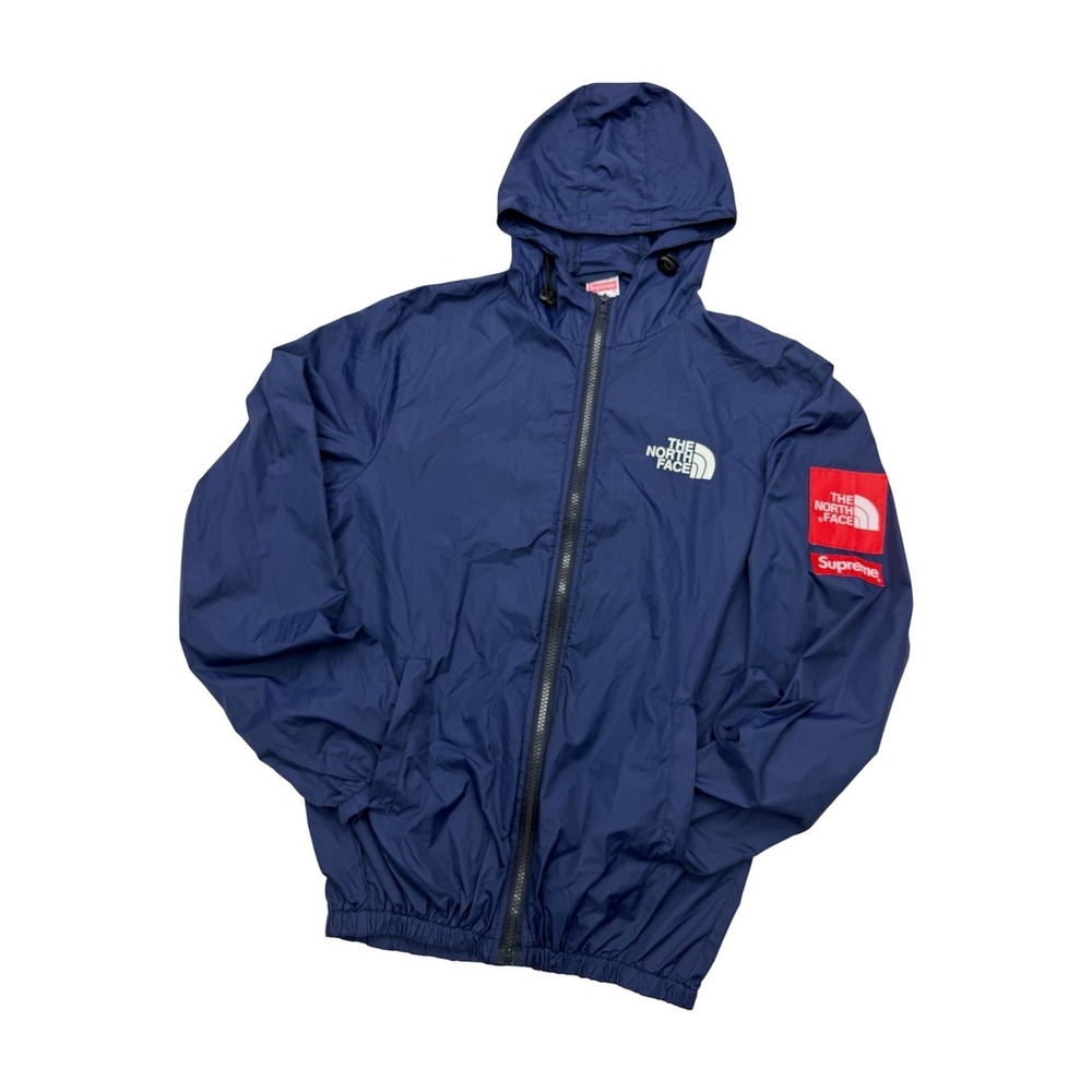 Supreme x The North Face Windbreaker Jacket Navy Blue Hooded Full Zip Streetwear